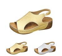 Generico Sandales orthopédiques pour femme, élégantes, pantoufles, appui arc, sandales compensées élégantes, chaussures de marche légères, plate-forme Slippers empeigne en cuir pour intérieur et