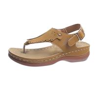 Generico Sandales orthopédiques pour femme élégantes, sandales ouvertes avec talon compensé sandales empeigne en cuir de la mode Flip Flop léger Outdoor Platform Slippers Support Arc de Mer Plage