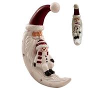 Genérico Santa Figurines en résine Père Noël Lean On Moon Statue Light | Star Light Up Christmas Figurines for Women Office Nativity Porch Holiday Party Kitchen Table Centerpiece Decor