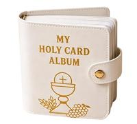 Generico Santini Trousse de prières catholiques 13,4 cm en similicuir avec bouton, capacité de 40 sacrées, pour funérailles, prières quotidiennes, retraite, compact à transporter, Blanc,
