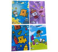 Generico Scomix Cahiers Illustrés Lot de 4 cahiers avec design Kawaii, Maxi Plus 30 %, couverture colorée 5 mm carreaux sans marge