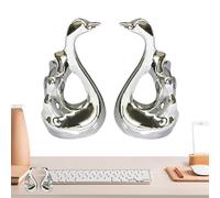 Genérico Sculpture en céramique - Élégante figurine avec finition brillante | Décoration minimaliste moderne pour salon et bureau | Statuette de collection en or/argent pour cadeau, 8,8 cm