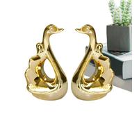 Genérico Sculpture en céramique - Élégante figurine avec finition brillante | Décoration minimaliste moderne pour salon et bureau | Statuette de collection en or/argent pour cadeau, 8,8 cm