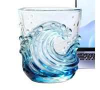 Generico Sea Glass Wave Coffee Mug - Sea-Inspired Cup | Glassware - Seaa Waves for Tea Coffee Hot Cocoa Milk Juice Women Men Home Office Cafe The Wave Design Tea Cup is a polyvalent 12 oz