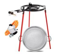 Genérico Set complet poêle à paella 40 cm + poêle à paella en acier 46 cm + support pieds + kit prise de gaz. Ananas + tuyau + brides. Seuls les ingrédients manquent !