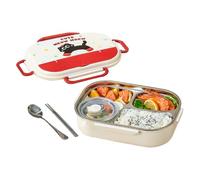 Genérico Set de boîte à lunch en acier inoxydable résistant au micro-ondes | 4 compartiments avec isolation | Design anti-fuite pour l'école, les voyages et le camping | Comprend cuillère, baguettes