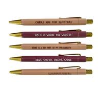 Generico Set de stylos à 5 pièces avec séchage rapide, défilement lisse rétractable et pointe fine, stylos avec pour amateurs de vin - pour usage quotidien, presse-papiers, réunions et journaling