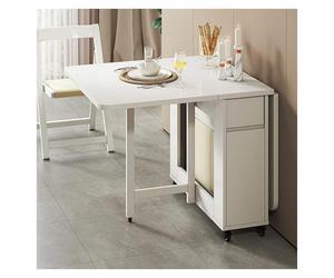 Generico Set de table à manger pliable extensible avec 4 chaises en cuir et microfibre, parfait pour les petits appartements, événements, dortoirs et usage domestique, meubles en bois peu encombrants