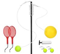 Generico Set Tether Tennis - Jeu de balle corde jardin | Hauteur réglable 119-135 cm Corde 240 cm | Comprend 2 raquettes, 3 balles, 1 balle grande pompe, pelouse, terrasse, plage, jeux divertim