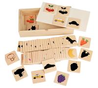Generico Shapes Matching Toy - Wooden Puzzle Board Cards, Shadow Shape Matching Puzzle Toy | Pattern-Recognition Early Learning for Home Car-Rides Travel Parent-Child Interaction