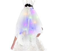 Generico Short Bridal Veil - Voile Blanc Éclairage | Veil for Bride | Église de Mariage | Voiles de Mariée Crayon avec Coiffure pour Clip pour Femmes Accessoires pour Femmes