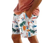 Generico Short de Bain Homme Bermuda Plage Short de Bain Hawaïen Sport Surf Maillots de Piscine Doublure en Maille Respirant Boxer Mer Élastique Grande Taille Shorts Homme, Orange, 6XL