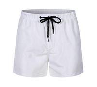 Generico Short de bain pour homme de sport plage short de bain hawaïen bermudes d'été maillots de piscine avec poches de vacances boxer mer doublure en maille respirante short homme, Blanc, M