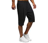 Genérico Short de sport pour homme Pantalon de survêtement court Pantalon d'entraînement Bermuda Pantalon de jogging de loisirs Vêtements de sueur, Noir , L