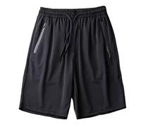 Generico Short Homme Court Respirant Léger Élastique à la Taille Pantalon Court d'Été Couleur Unie Casual Shorts Homme Travail Sport Bermudes De Mer Élégant Gym Short Combinaison, Noir , XXXXL