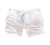 Generico Short pour homme, sexy, transparent, confortable, élastique, avec cordon de serrage, léger, séchage rapide, respirant, short de perspective, bikini, été, plage, natation, Blanc, M
