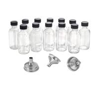 Generico Shot Bottles With Caps, 12X Travel Size Juice Containers | 2 Oz/60 Ml Small Clear Travel Bottles 3 Stainless Steel Funnels For Whiskey Potion