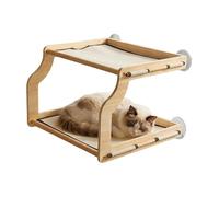Generico Siège de fenêtre pour chat en bois avec ventouses pour animaux, siège de fenêtre pour chats, intérieur, convient à toutes les races de chatons, chevet, maison