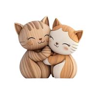 Genérico Signe de chat - Figurine de couple en bois 2D de 18 cm, de bureau rustique, décoration d'étagère d'animaux mignons | Affichage romantique de l'accent pour l'entrée de la salle de séjour