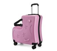 Generico Silent Wheels Trolley | Kids Ride Suitcase | 20in Trolley Case with 3 Digit Password Lock, Pedals, Handlebars, and Seat Belts | Travel Luggage with Silent Wheels for Boys, Pinkcolor,