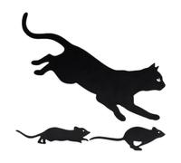 Genérico Silhouettes de souris qui poursuit la souris - Silhouette de souris de chat) Décoration de patio de chat, 3 inserts de jardin décoratifs, design de souris avec la cour d'art en plein air,