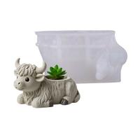 Generico Silicone Highland Moule décoratif de table Highland Cow - Modèle 3D Couché pour jardin d'école de classe jardin Halloween pelouse ferme Noël