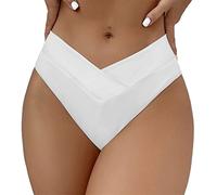 Generico Slip brésilien pour femme, contrôle du ventre, classique, élastique, maillot de bain, taille basse, Brésilienne, doux thong Surf plage piscine tanga Ruched triangle plage plage plage sexy