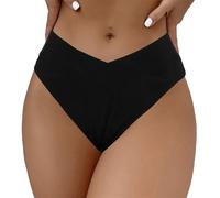 Generico Slip brésilien pour femme, contrôle du ventre, classique, élastique, maillot de bain, taille basse, Brésilienne, doux thong plage piscine tanga ruché triangle