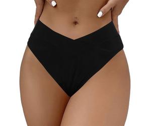 Generico Slip brésilien pour femme, contrôle du ventre, classique, élastique, maillot de bain, taille basse, Brésilienne, doux thong plage piscine tanga ruché triangle