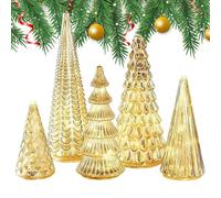 Generico Small LED Christmas Tree Set 5 Acrylic Lighted Mini Home Decor Festive Holiday Decoration Stylish Design | for Desk Shelf Fireplace Bedroom Living Room Dorm Restaurant Yard Celebra