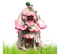 Genérico Solar Beleuchtetes Feenhaus Solar Fairy House | Niedliche Hüttenharzfigur Led -Licht Für Den Rasenhof Von Patio Yard Ornement Outdoor -Dekoration