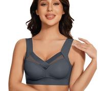 Generico Soutien-gorge de | Soutien-gorge Crossover Confort ergonomique Push-up sans fil, sans armature sans armatures, Soutiens-gorge respirants confortables pour les femmes, gris, XL