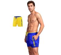 Generico Speedy Shark® S18374 Short de bain pour homme, séchage rapide, imperméable, anti-sable, avec poches, pour surf et mer, jaune, XL