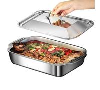 Generico Stainless Steel Baking Pan - Acier inoxydable Lasagna Baking Pan with Lid and Handle | StainlessSteel Oven Pans |BakingTray Dish Household Bakeware for Cake Bread Oven Kitchen