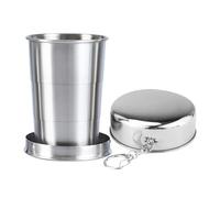 Generico Stainless Steel Folding Cup - Silver, Camping Lightweight Water Cup, Portable With Keychain, 200 ml Capacity, Heat Resistant | Outdoor Activities, Picnic, Hiking, Backpacking,