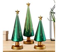 Genérico Statue d'arbre de Noël, 3 pièces de Noël | Figurine d'arbre avec étoile en résine - pour décorations de maison, intérieur, hiver, étagère de Noël et centres de table
