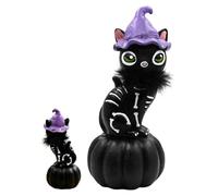 Generico Statue de chat noir en résine pour Halloween | Décorations d'Halloween d'intérieur pour jardin, intérieur, extérieur, étagère, table, bureau, angle, bibliothèque