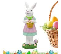 Generico Statue de lapin de Pâques, décoration en résine printanière avec figurine de lapin | Sculpture à collectionner, pour maison, fête, jardin, porche, terrasse, entrée de bureau, étagère