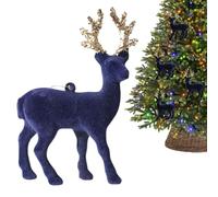 Genérico Statue de renne avec effet neige - Figurine décorative à suspendre pour sapin de Noël, centre de table, étagère, bureau, hiver et nappe