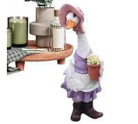 Genérico Statue d'oies, statue d'oies du porche - Figurine de canard en résine avec tenues - Art intérieur délicat pour studio, décoration extérieure pour la cour, la pelouse du jardin