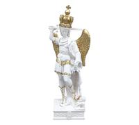 Generico Statue San Michele Archange, Résine Blanche et Or, 21 ou 26 cm, Made in Italy (cm 26)