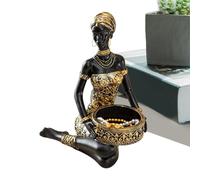 Generico Statues Africaines - Pièce maîtresse en résine | Plateau de rangement avec figures de femmes africaines - pour bureau maison chambre de bureau étagère bijoux bague