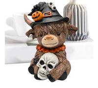 Genérico Statues de vaches des hautes terres d'Halloween | Statue en résine de bétail marron | Figurines en résine Décoration pour étagère, maison, chambre, appartement, bureau