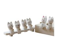 Genérico Statuette de chat en bois - Statuettes en bois pour chatons | Figurines de chats avec clochettes - Cadeau pour homme, femme, famille, bureau, Noël, anniversaire, vacances