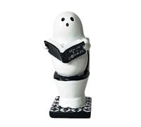 Genérico Statuette fantôme | Figurine gothique fantôme lisant sur les toilettes, sculpture décorative pour étagères de fête, bureau, maison, bureau, cadeau pour hommes et femmes