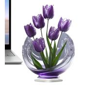 Genérico Statuette florale décorative, de bureau 2D et centres de table pour bureau | pour bouquet de fleurs | pour elle, femmes, mères, filles, petite amie, armoire, salon, chambre et maison