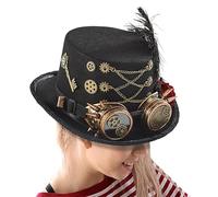 Generico Steam Punk Hat - Felt, Adjustable Top Hat With Goggles Design | Costume Headwear For Theater And Cosplay, Steampunk Outfit Accessory For Men, Women, Teens, Adults, Circus, Renaissance Fair