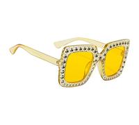 Generico Sunglasses with Rhinestones - for Style | Gradient strass Sunglasses Featuring Glitter Square Frames, Perfect | Sunglasśes for Women Fōr Outdoor and Fashion Use, jaune, Fare riferimento alla
