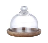 Generico Support de gâteau en Bois avec Couvercle en dôme - Couvercle de gâteau Rotatif Transparent | Fromage Rustique Cloche Couvert | de Plateau Multifonctionnel pour M