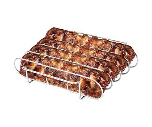 Generico Support pour côtes BBQ - Base pour grille avec 4 fentes antiadhésives pratiques, support pour griller et rôtir la viande de côte, pour cuisine, pique-nique, barbecue, extérieur, camping